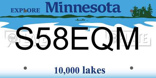 S58EQM Minnesota License Plate