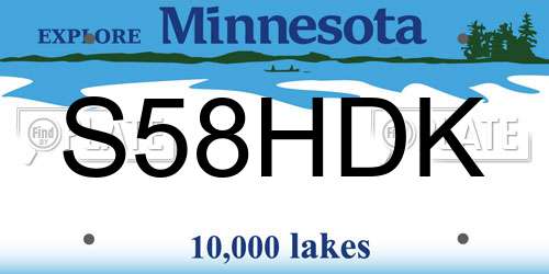 S58HDK Minnesota License Plate