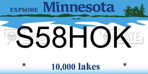 S58HOK Minnesota License Plate
