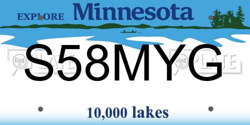 S58MYG Minnesota License Plate