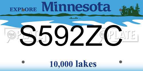S592ZC Minnesota License Plate