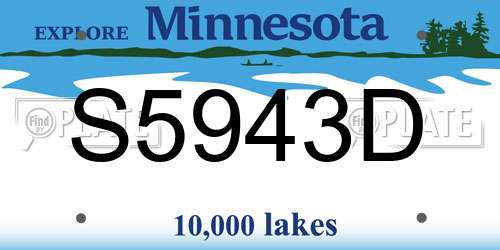 S5943D Minnesota License Plate
