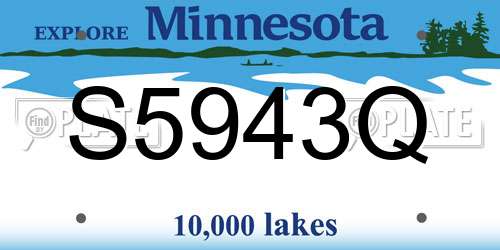 S5943Q Minnesota License Plate