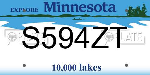 S594ZT Minnesota License Plate