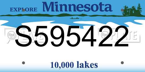 S595422 Minnesota License Plate