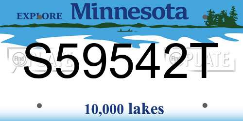 S59542T Minnesota License Plate