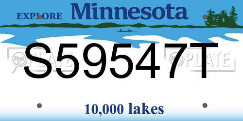 S59547T Minnesota License Plate