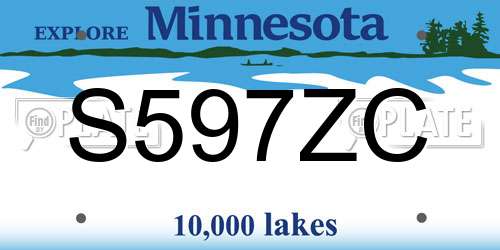 S597ZC Minnesota License Plate