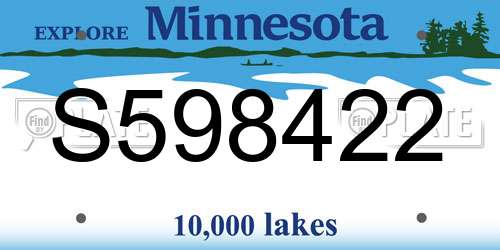 S598422 Minnesota License Plate