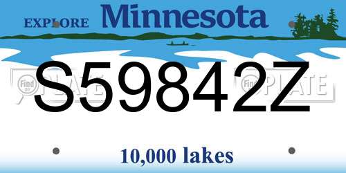 S59842Z Minnesota License Plate