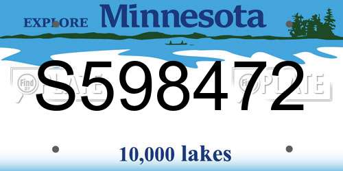 S598472 Minnesota License Plate