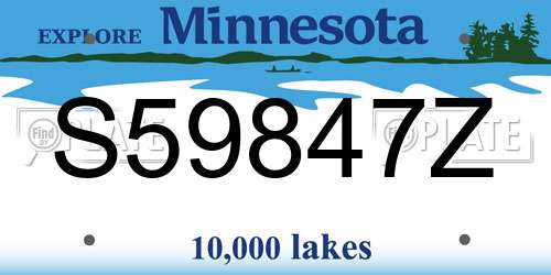 S59847Z Minnesota License Plate