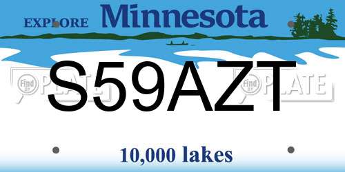 S59AZT Minnesota License Plate