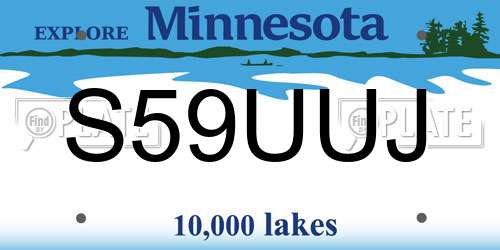 S59UUJ Minnesota License Plate