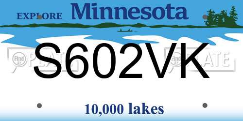 S602VK Minnesota License Plate