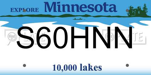 S60HNN Minnesota License Plate