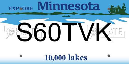 S60TVK Minnesota License Plate