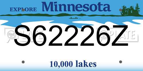 S62226Z Minnesota License Plate