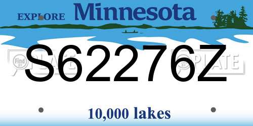 S62276Z Minnesota License Plate