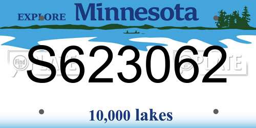 S623062 Minnesota License Plate