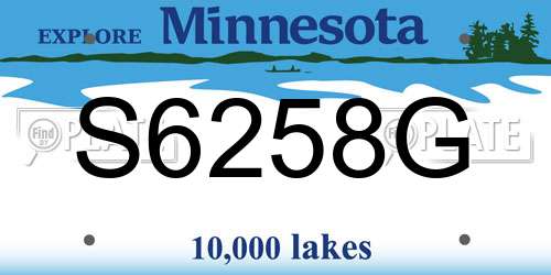 S6258G Minnesota License Plate