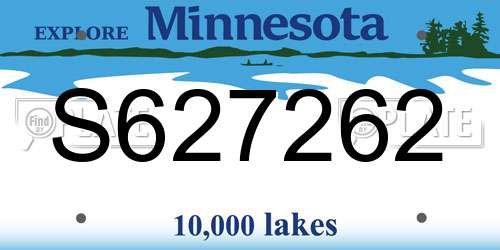 S627262 Minnesota License Plate