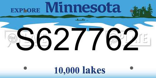 S627762 Minnesota License Plate