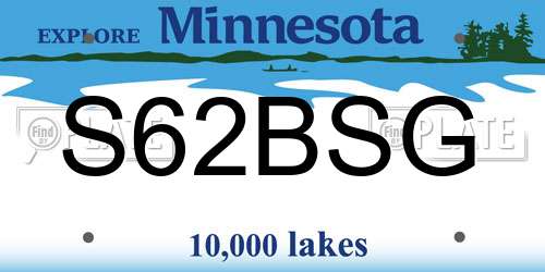 S62BSG Minnesota License Plate