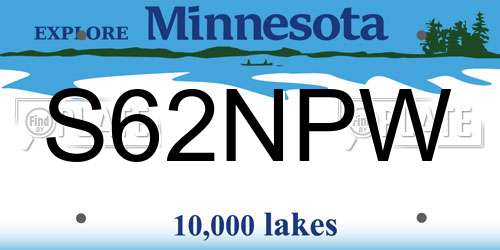 S62NPW Minnesota License Plate