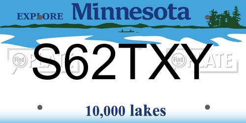S62TXY Minnesota License Plate
