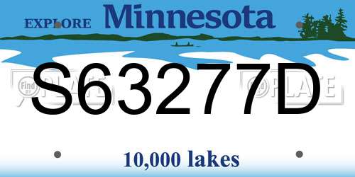 S63277D Minnesota License Plate