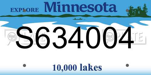 S634004 Minnesota License Plate