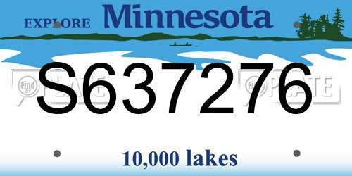 S637276 Minnesota License Plate