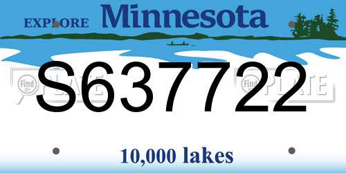 S637722 Minnesota License Plate