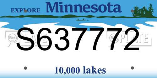 S637772 Minnesota License Plate