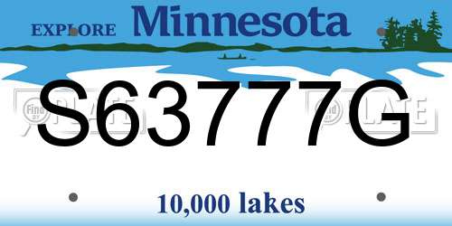 S63777G Minnesota License Plate