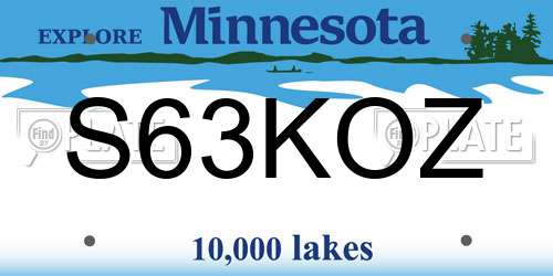 S63KOZ Minnesota License Plate
