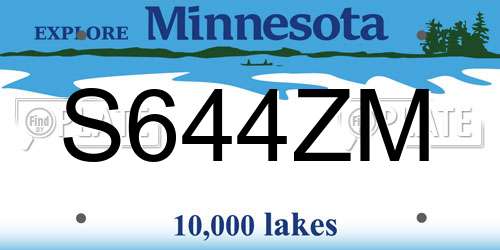 S644ZM Minnesota License Plate
