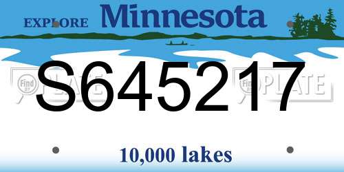 S645217 Minnesota License Plate