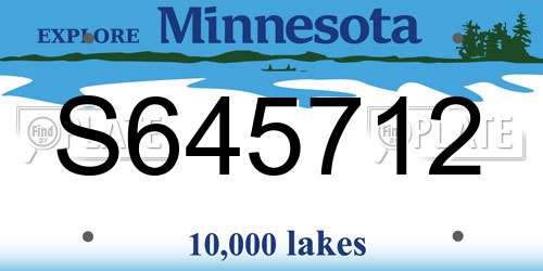 S645712 Minnesota License Plate