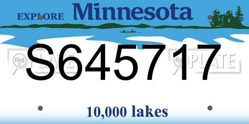 S645717 Minnesota License Plate