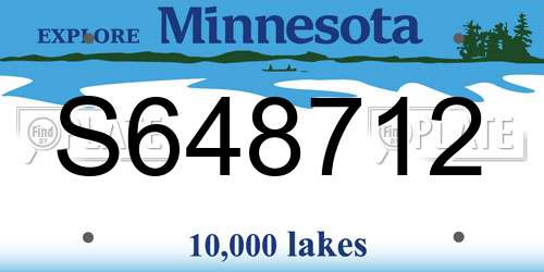 S648712 Minnesota License Plate