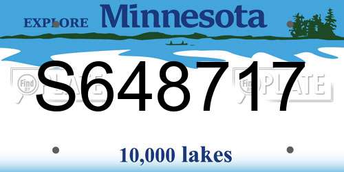 S648717 Minnesota License Plate