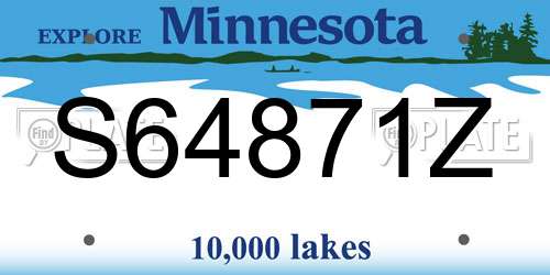 S64871Z Minnesota License Plate