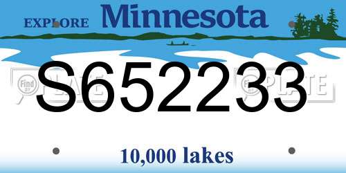 S652233 Minnesota License Plate