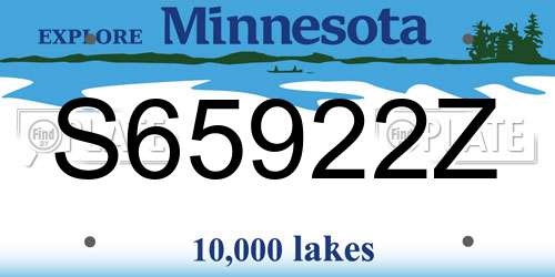 S65922Z Minnesota License Plate