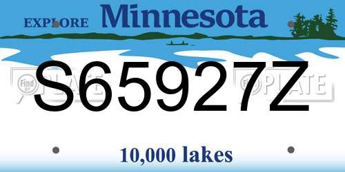 S65927Z Minnesota License Plate