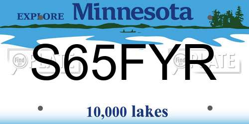 S65FYR Minnesota License Plate