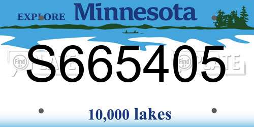 S665405 Minnesota License Plate