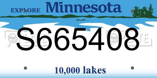 S665408 Minnesota License Plate